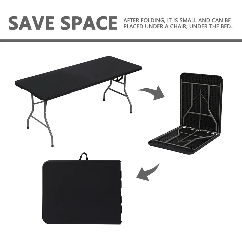 6ft Black Folding Plastic Table H221947