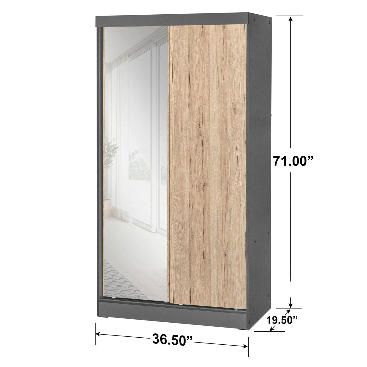 Wood Double Sliding Door Wardrobe Y875482