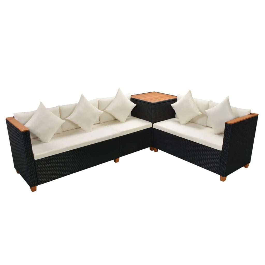 7 Piece White Cushioned Poly Rattan Outdoor Furniture Set T480