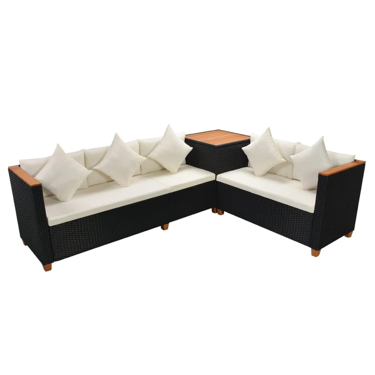7 Piece White Cushioned Poly Rattan Outdoor Furniture Set T480