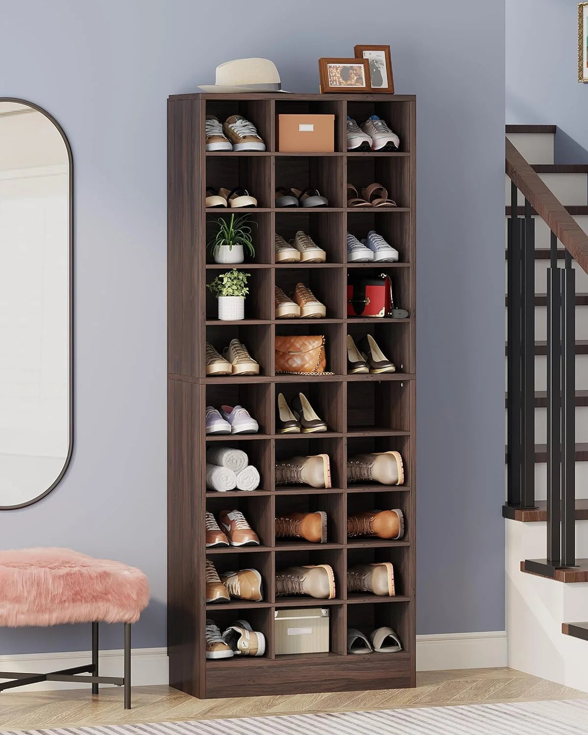 10-Tier Wooden Shoe Storage Cabinet with 30 Cubbies N427138