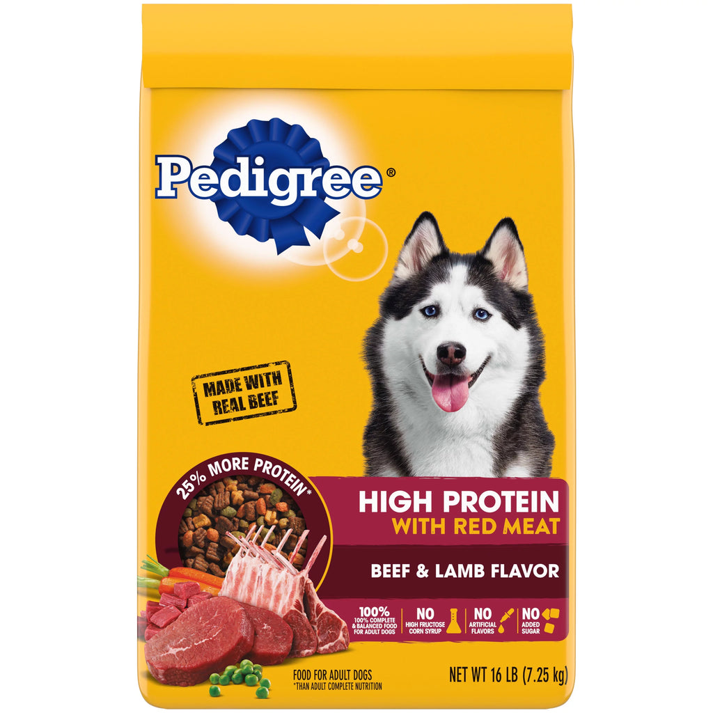 16 lb. Bag High Protein Dry Dog Food Beef and Lamb Flavor Kibble V9125
