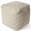 Ivory Chevron Cable Pouf D1226