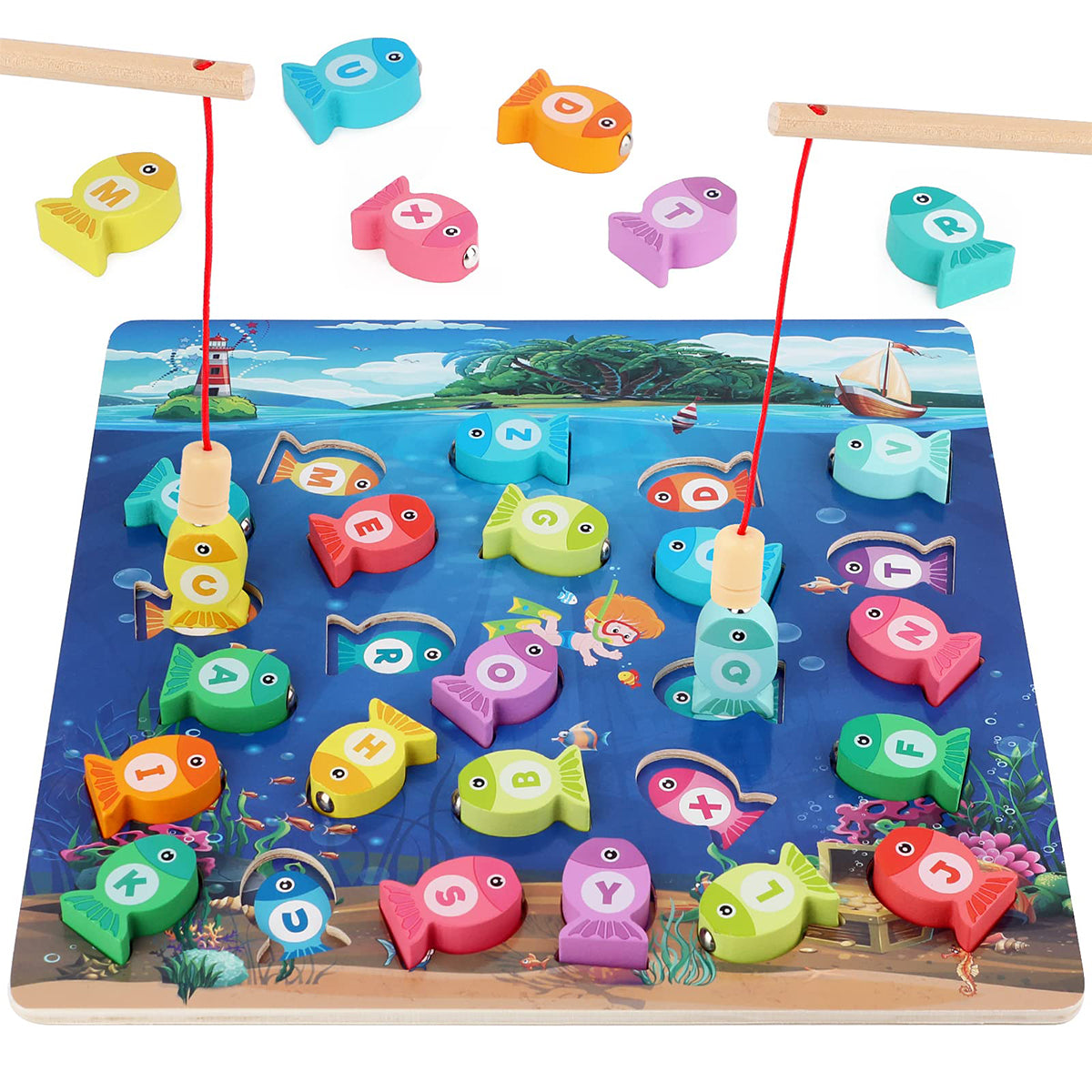 Magnetic Wooden Fishing Game Toy with Letters S1770