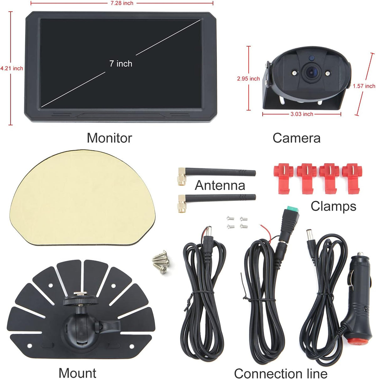 720P 7 Inch Digital Wireless Backup System Kit with 2 Rear View Camera Inputs K34385
