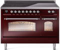 48 Induction Range with Electric Oven in Burgundy with Chrome Trim R191