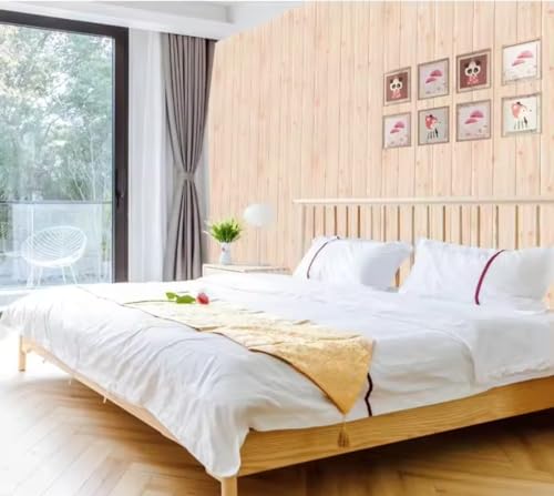 10-Sheet Peel and Stick Wood-Look, 28 in. x 14 in. Waterproof Stick on Wall (Light Oak) X112156