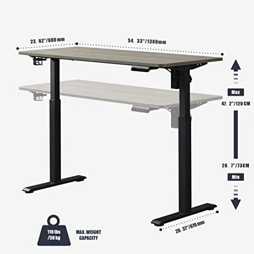 Electric Height Adjustable Standing Desk 55" Grey Oak K153