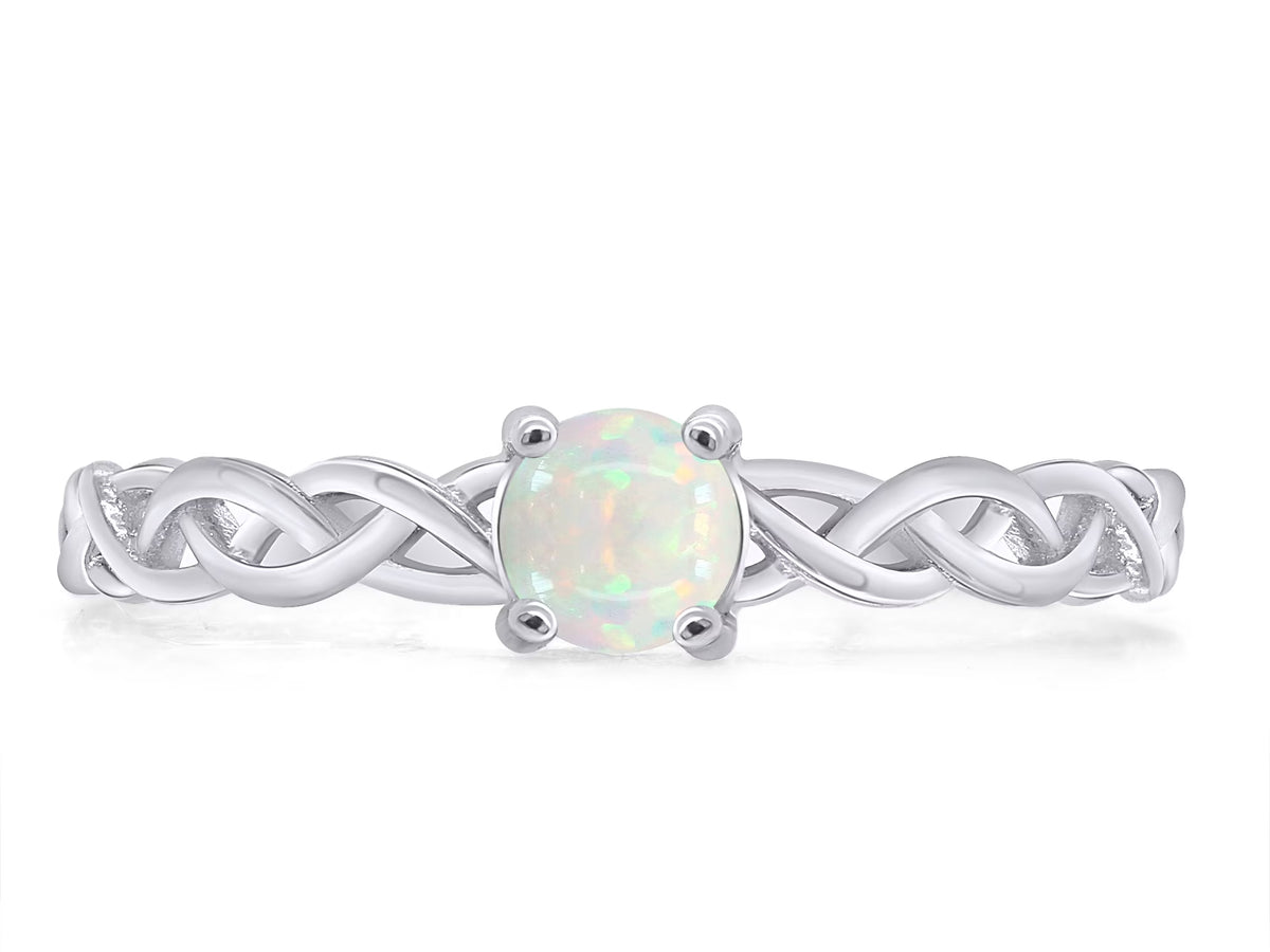 14k White Gold Over Sterling Silver Created Opal Solitaire Ring K448254