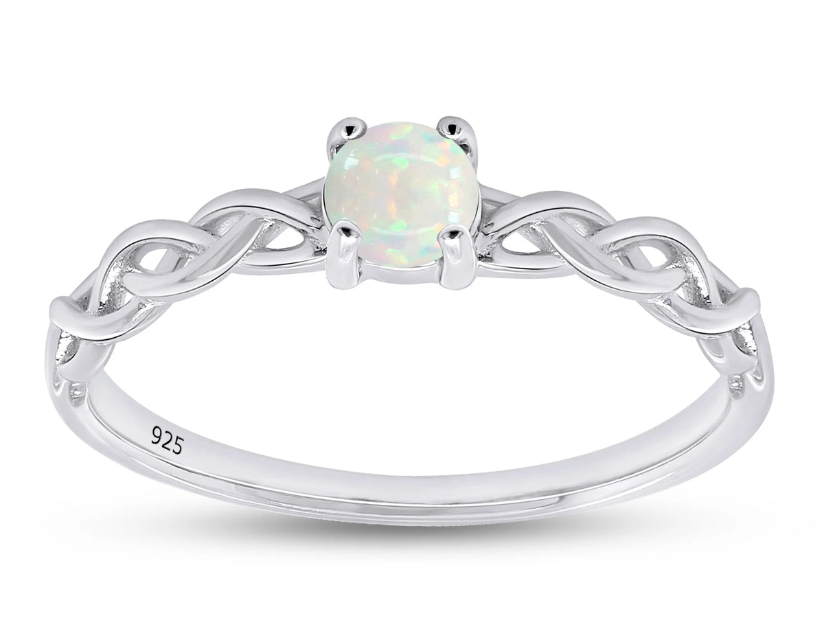 14k White Gold Over Sterling Silver Created Opal Solitaire Ring K448254