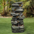 Outdoor 5-Tier Rock Water Fountain with LED Lights D8203