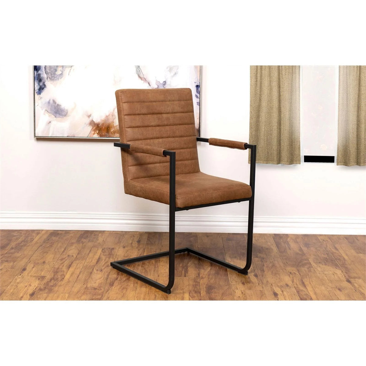 Brown and Black Faux Leather Arm Chair L31814