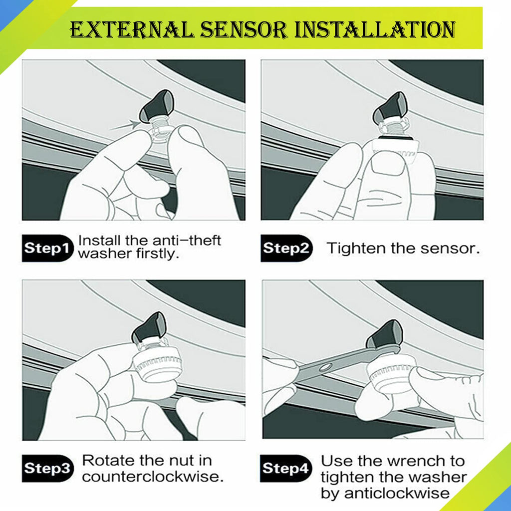 Wireless Solar Tire Pressure Monitoring System with 6 External Sensors Y3925