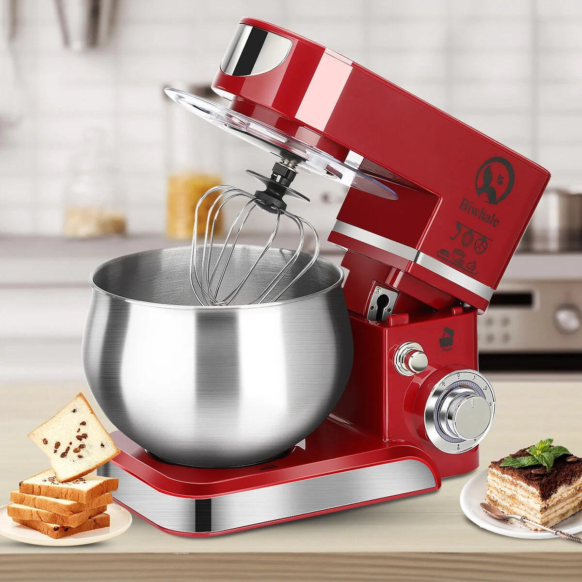 Tilt-Head Stand Mixer 5.2QT 600W 6 Speeds Red L97758