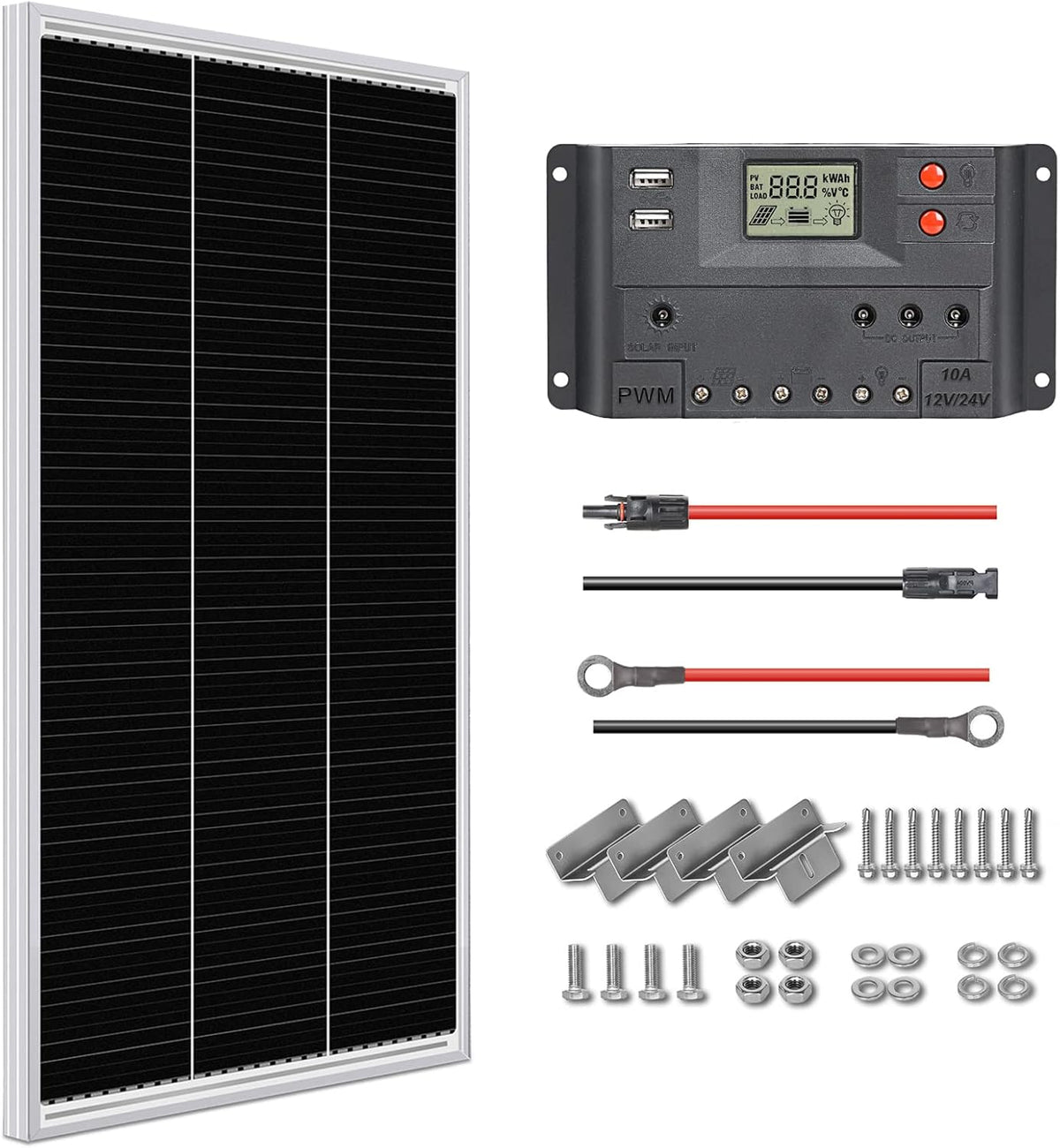 12 Volt 200 Watt Monocrystalline Solar Panel Starter Kit P85461