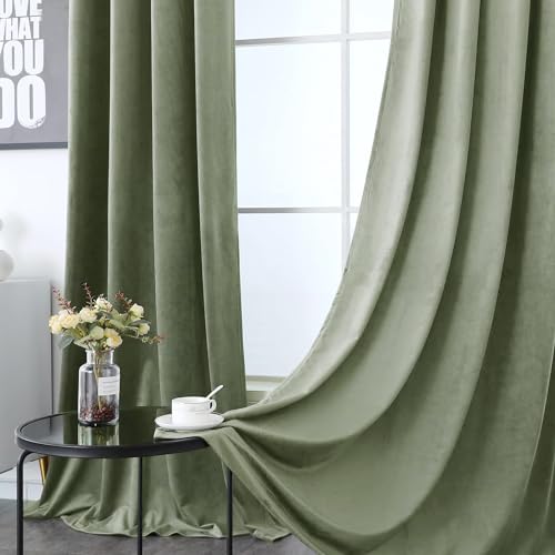 Taupe Velvet Blackout Curtain Panels 96 inches 2 Panels G7097
