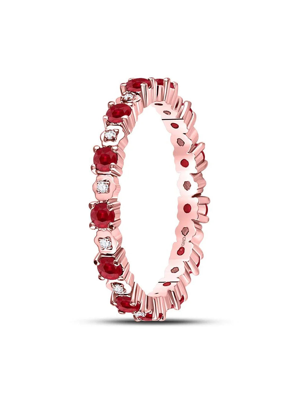 Rose Gold Ruby Diamond Eternity Stackable Band Ring D770018