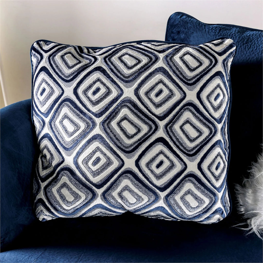 Navy Microfiber L-Shaped Sectional with Ottoman U491