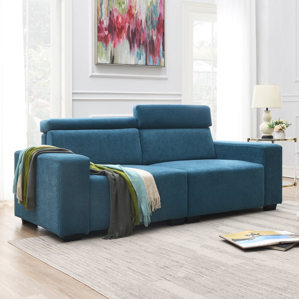 2-Seater Velvet Sectional Sofa with Adjustable Headrest L701788