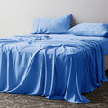 Blue Cal King 400 Thread Count 4 Piece Sateen Weave Cotton Sheet Set Z77655