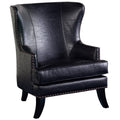 Black Crackle Leather Accent Chair with Nailhead S14162