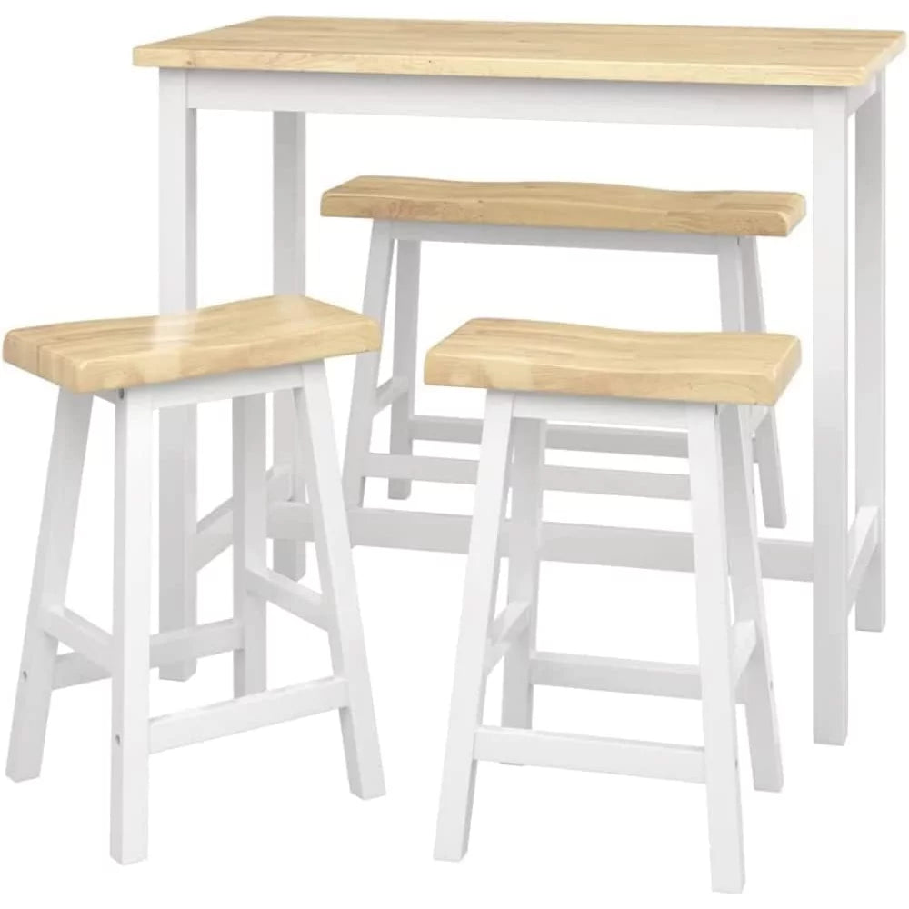 Rubber Wood 4-Person Bar Dining Table Set F8621