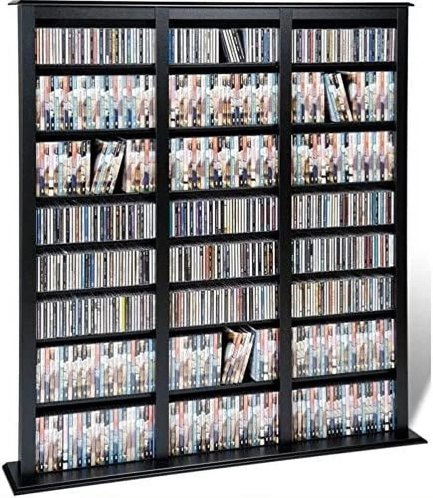 64" Triple CD DVD Media Storage Rack in Black B3848