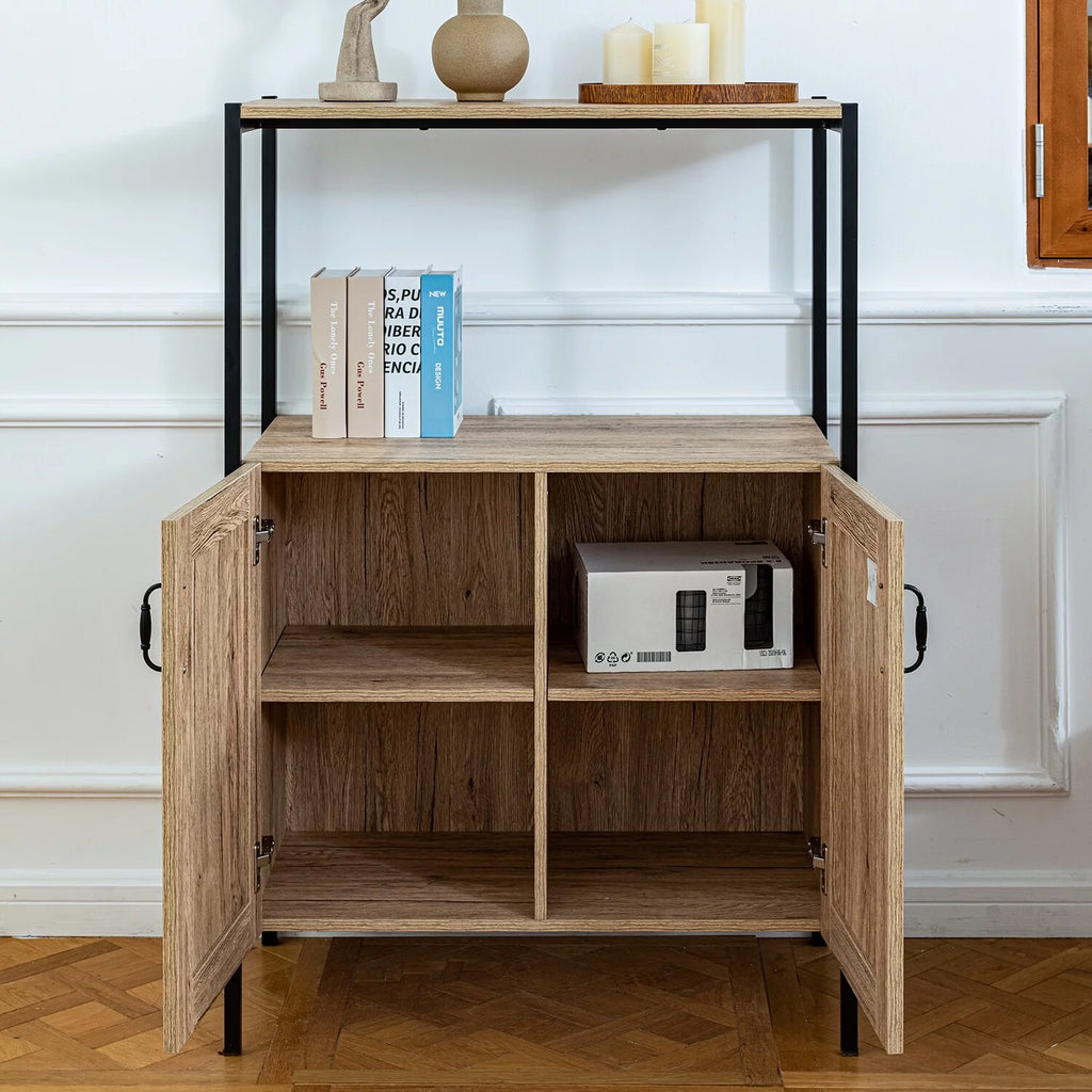 47" Oak Storage Cabinet with Hutch C21449