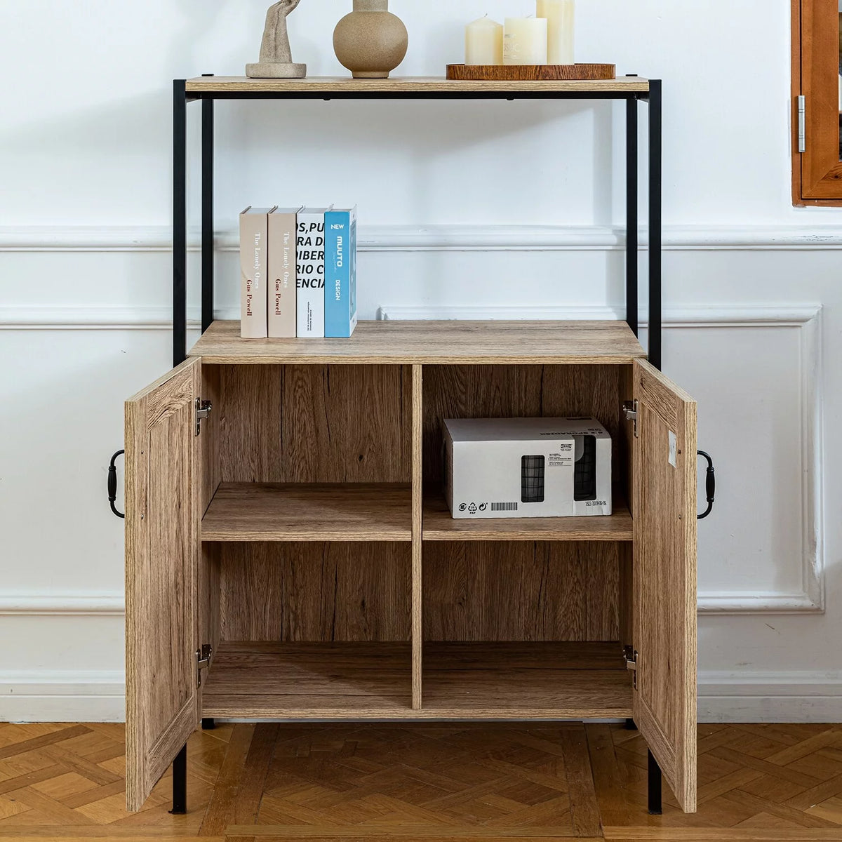47" Oak Storage Cabinet with Hutch C21449