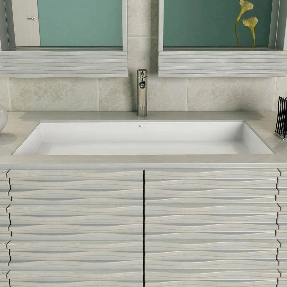 White Solid Surface Rectangular Undermount Lavatory U442