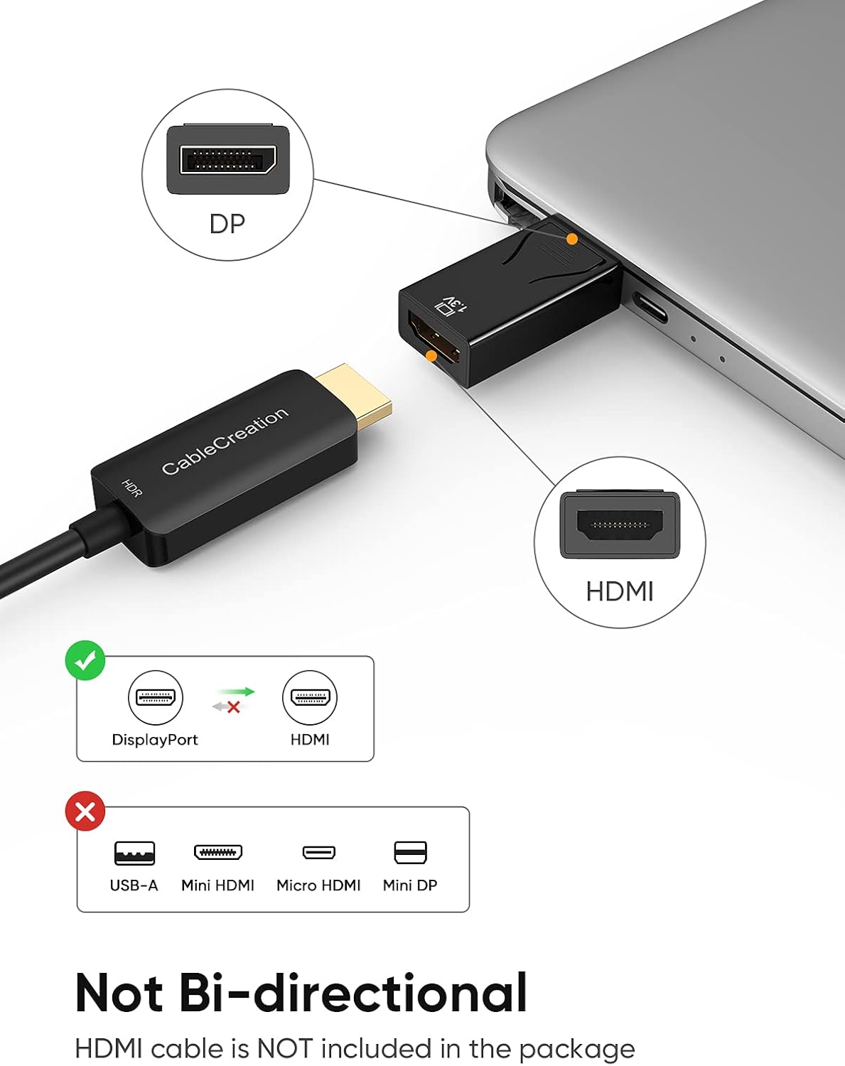 DP to HDMI Adapter 3-Pack Gold Plated Black V88691