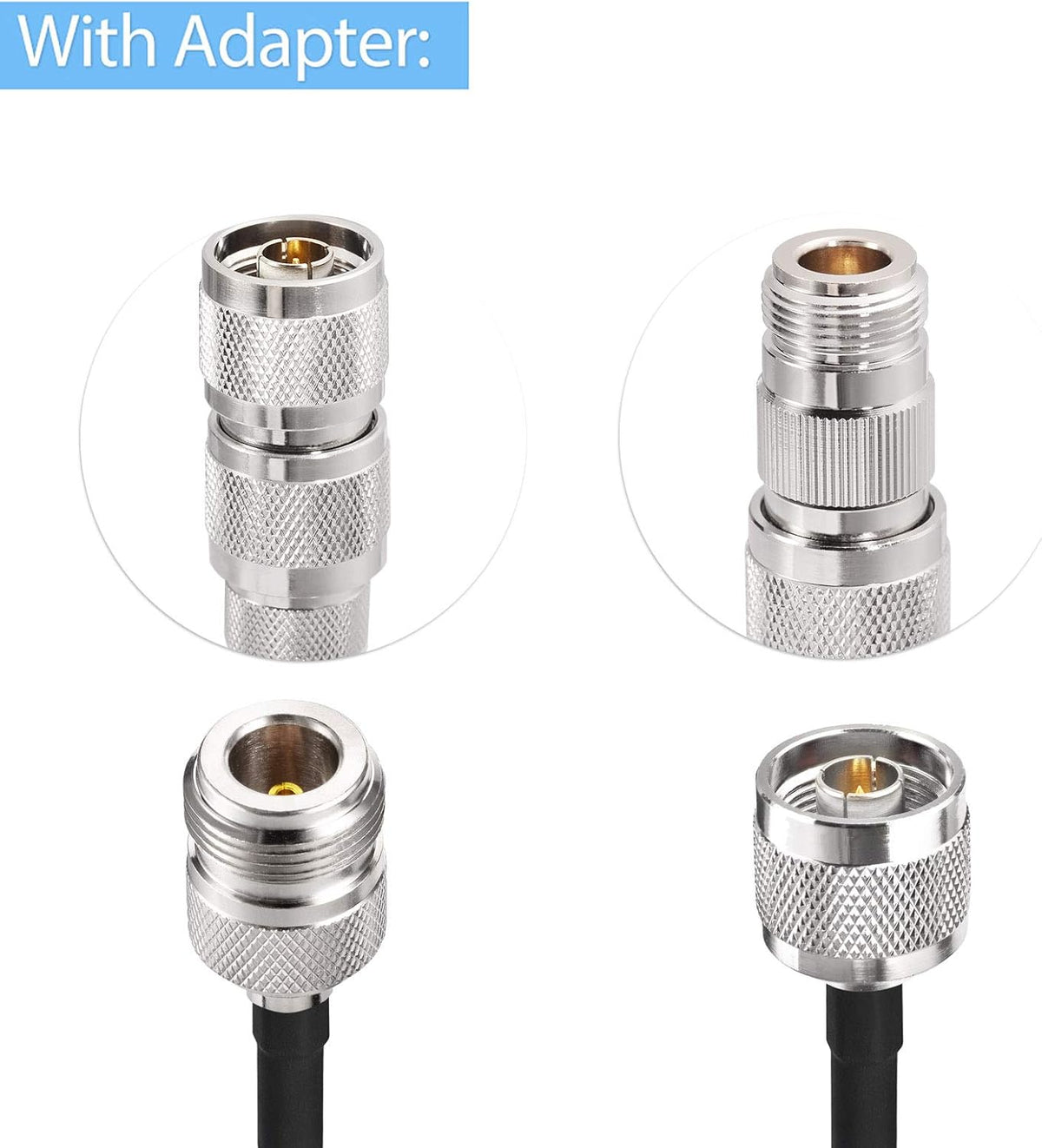 N Male to N Female RF Coaxial Cable 16.4ft with 2pcs Type N Male/Female Adapter Kit H4980