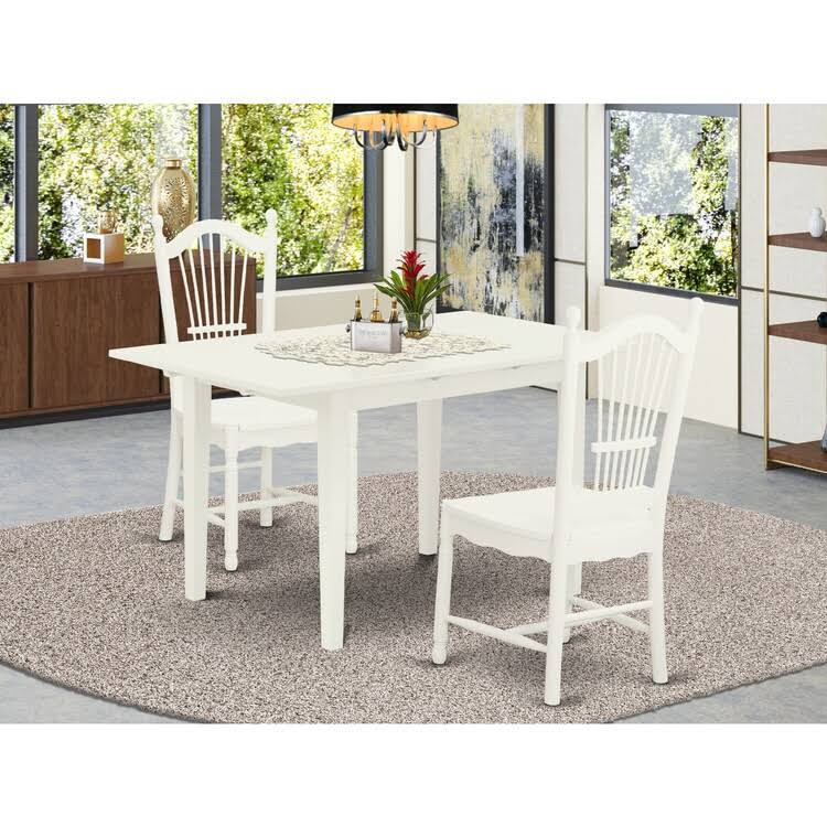 3-Piece White Dining Set with Slatted Chairs L60729