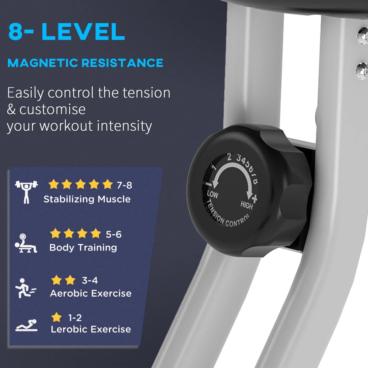 Folding Upright Stationary Indoor Bike with 8 Levels of Magnetic Resistance L143924