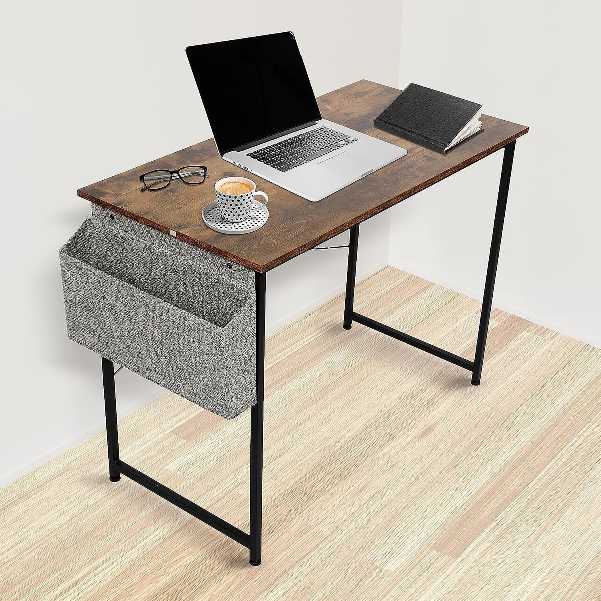 Brown 47 Inch Wooden Writing Desk with Storage Bag J7287