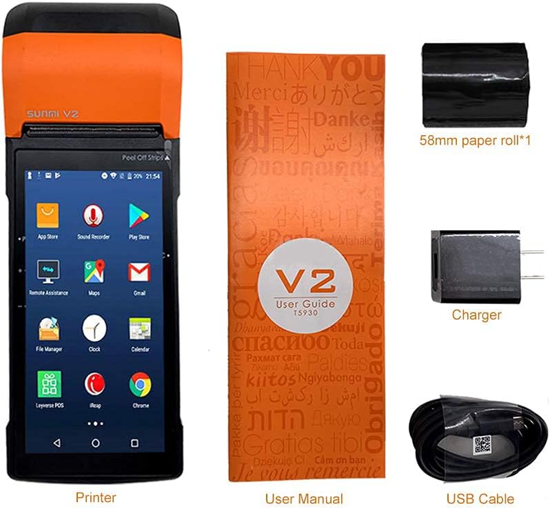Orange Black Handheld PDA Printer with Receipt Printer, Camera and Barcode Scanner J3725