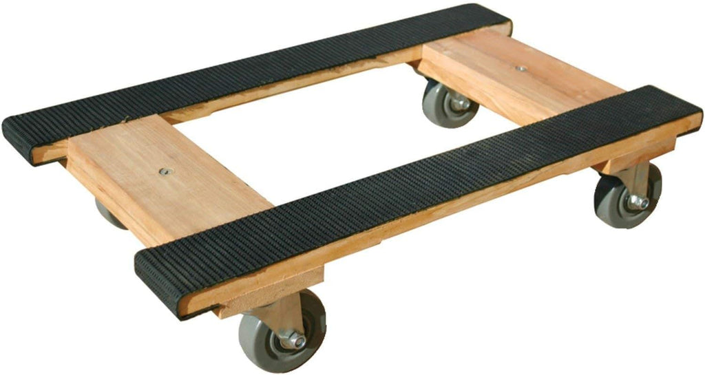 Heavy Duty American Oak Furniture Dolly 4 Wheels with Full Length Rubber Tread Dual Rail 18 X 30 with 4 Inch CASTERS O254788
