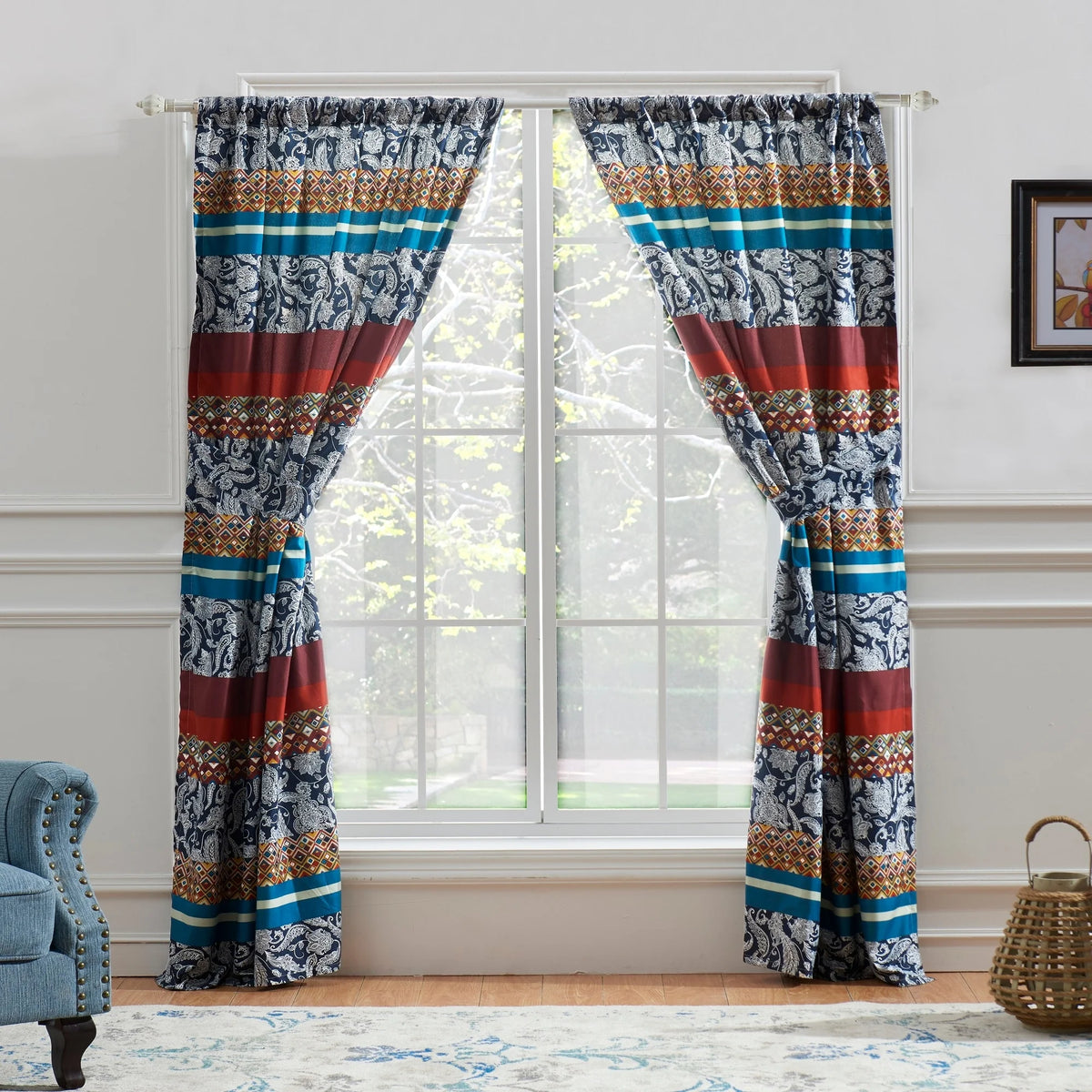 Boho Curtain Panels Set of 2 84x84 inches E74778