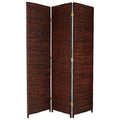 6 ft. Tall Rush Grass Woven Room Divider - 3 Panel - Dark Brown P7297