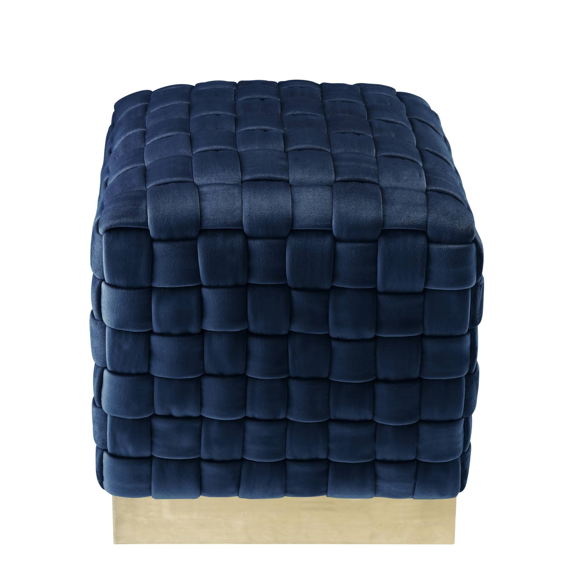 Navy Gold Velvet Cube Ottoman Y8526