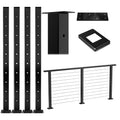 4 Pack Black Square Stainless Steel Cable Railing Post F8805