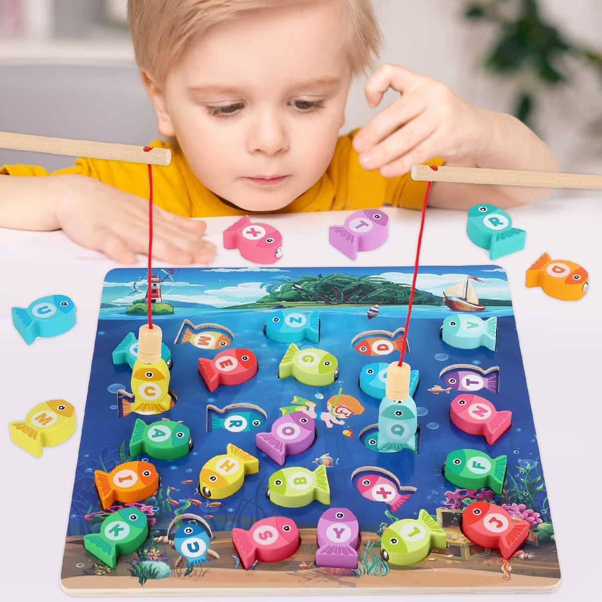 Magnetic Wooden Fishing Game Toy with Letters S1770
