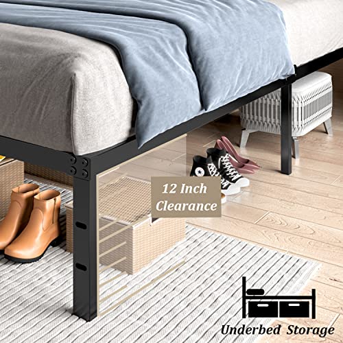 Twin Size Heavy Duty Metal Platform Bed Frame with Storage Space, 14 Inches O395