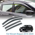 Tape on Polycarbonate Rain Guards Window Visors for Nissan Rogue 2014-2020 with 304 Stainless Steel Trim F53866