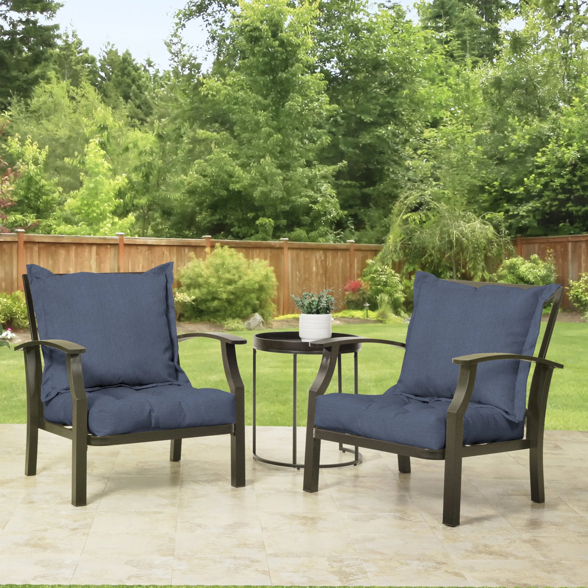 Indigo Blue Rectangle Outdoor 2-Piece Deep Seat Cushion W477