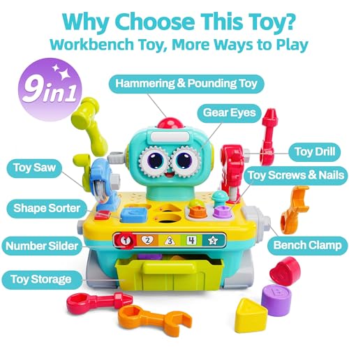 Toddler Musical Workbench Toys Tool Set Shape Sorter Z161025