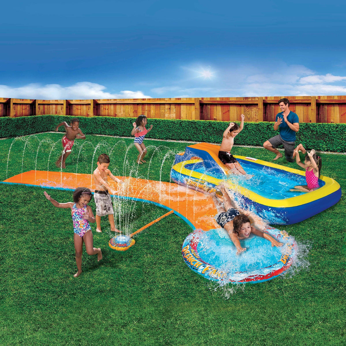 3-In-1 Splash Park with Pool, Sprinkler & Waterslide C857974