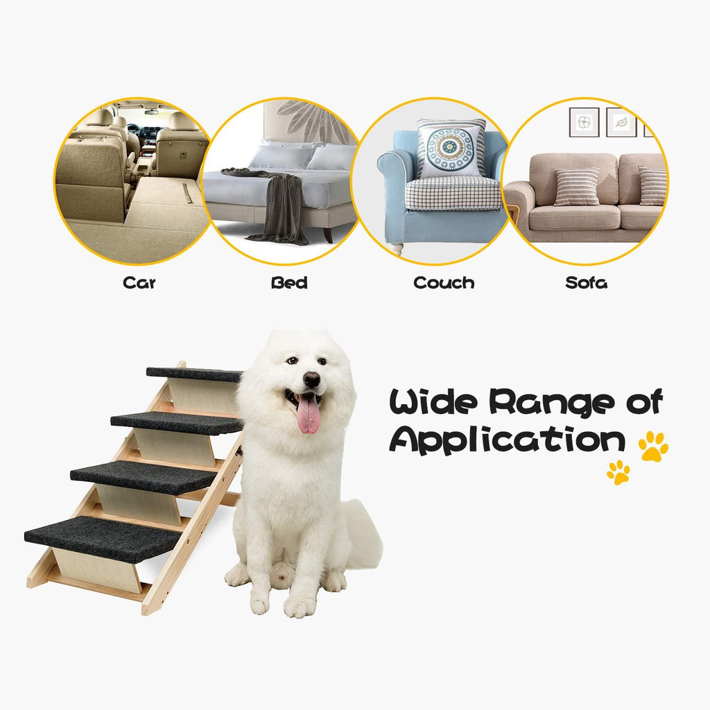Foldable 4 Levels Wooden Pet Stairs and Ramp C840