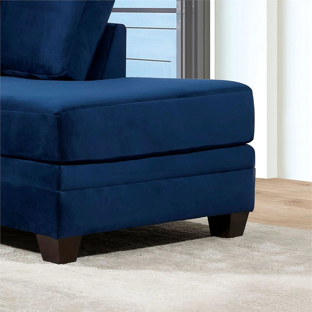 Navy Microfiber L-Shaped Sectional with Ottoman U491