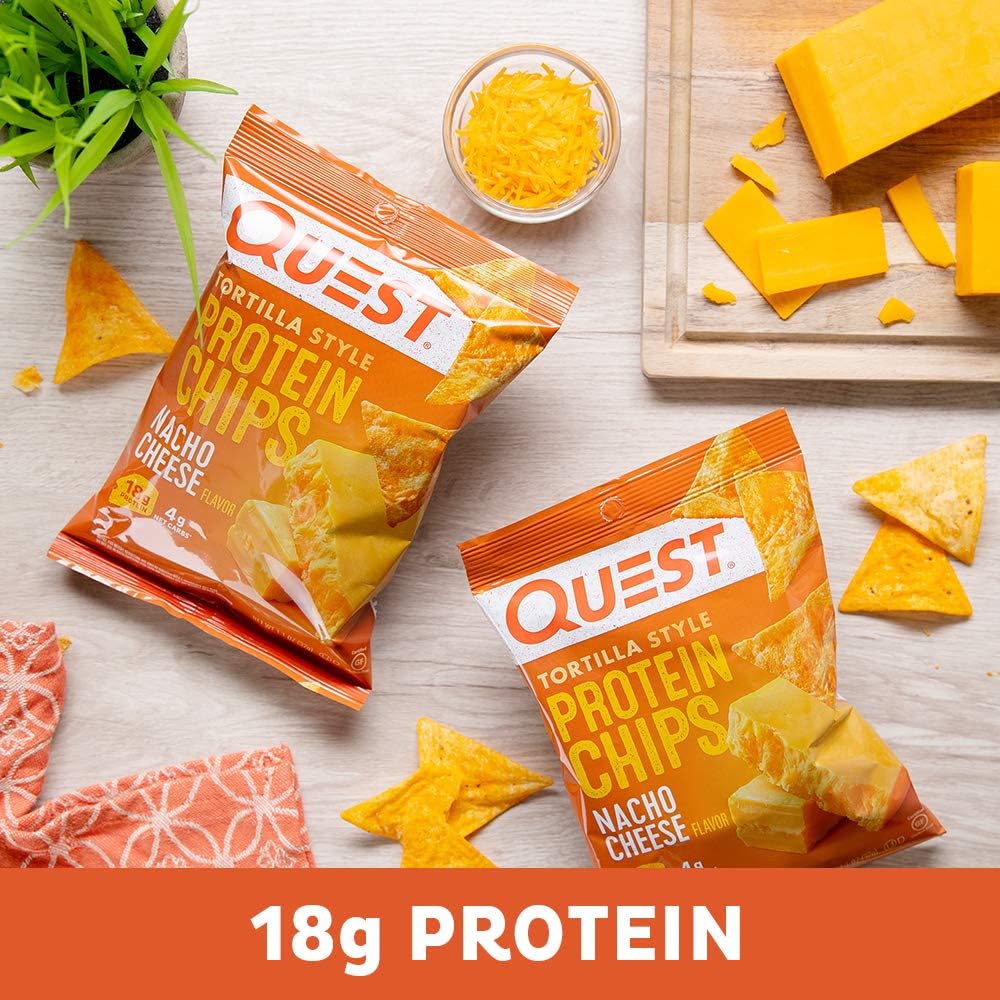 Chocolate Chip Protein Cookie 12 Count & Tortilla Style Protein Chips Nacho Cheese 1.1 Ounce Pack of 12 Y21990